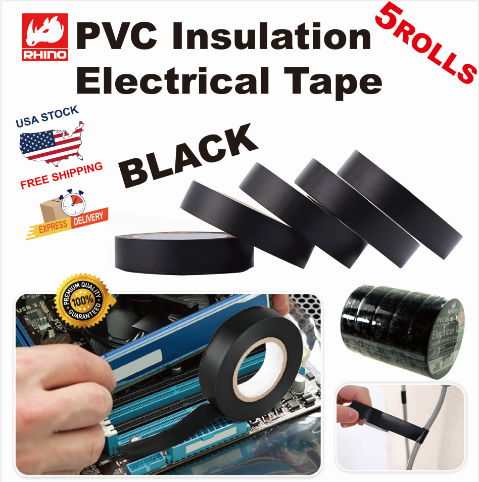 RHINO PVC Insulation Electrical Tape 3/4 in x 60 FT (19mm x 18m) 11  Colors/Rolls